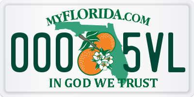 FL license plate 0005VL