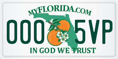 FL license plate 0005VP