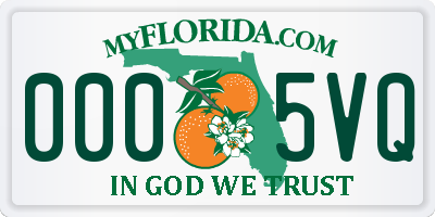 FL license plate 0005VQ