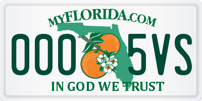 FL license plate 0005VS
