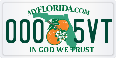 FL license plate 0005VT