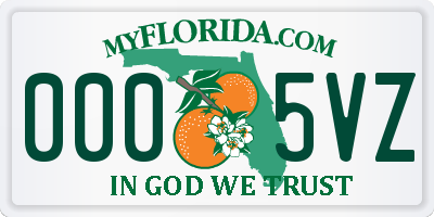 FL license plate 0005VZ
