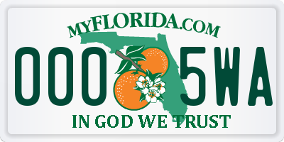 FL license plate 0005WA