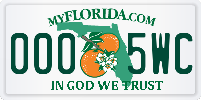 FL license plate 0005WC