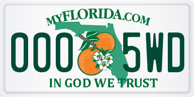 FL license plate 0005WD