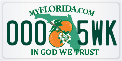 FL license plate 0005WK