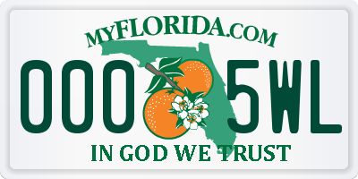 FL license plate 0005WL