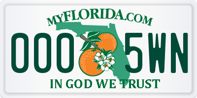 FL license plate 0005WN