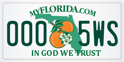 FL license plate 0005WS