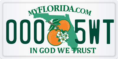 FL license plate 0005WT