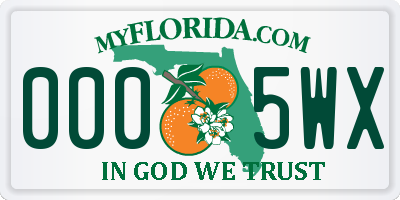 FL license plate 0005WX