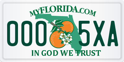 FL license plate 0005XA