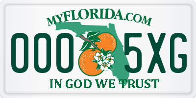 FL license plate 0005XG