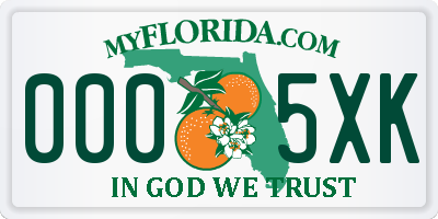 FL license plate 0005XK