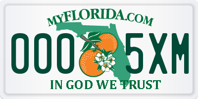 FL license plate 0005XM