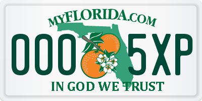 FL license plate 0005XP