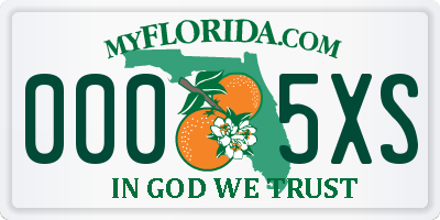 FL license plate 0005XS