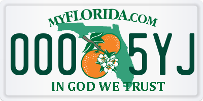 FL license plate 0005YJ