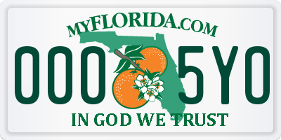 FL license plate 0005YO