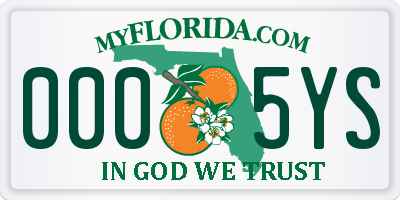 FL license plate 0005YS