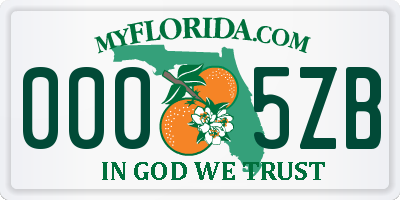 FL license plate 0005ZB