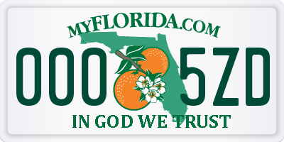 FL license plate 0005ZD