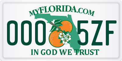 FL license plate 0005ZF