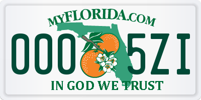 FL license plate 0005ZI