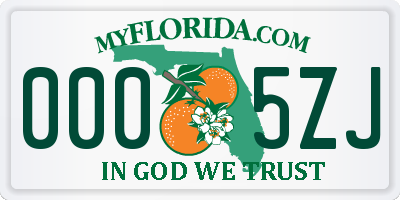 FL license plate 0005ZJ