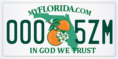 FL license plate 0005ZM