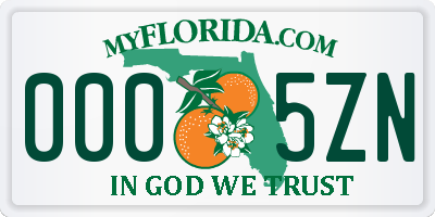 FL license plate 0005ZN