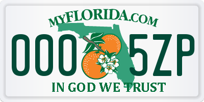 FL license plate 0005ZP