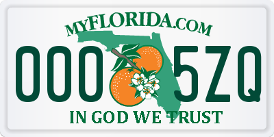 FL license plate 0005ZQ