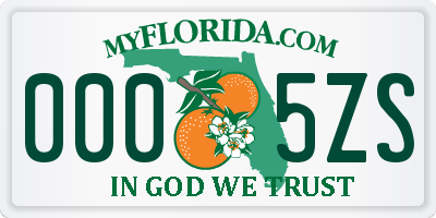 FL license plate 0005ZS