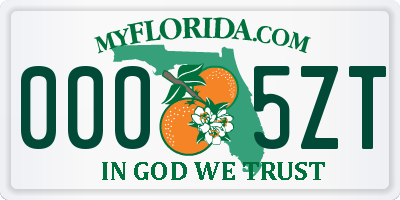 FL license plate 0005ZT