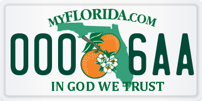 FL license plate 0006AA