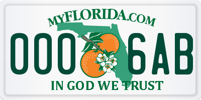 FL license plate 0006AB