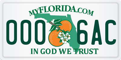 FL license plate 0006AC