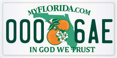 FL license plate 0006AE