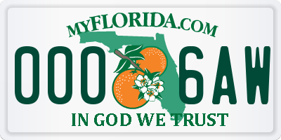 FL license plate 0006AW