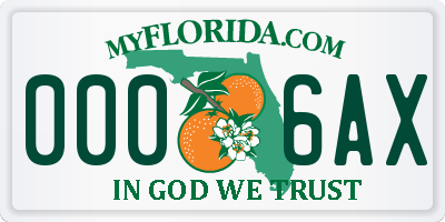FL license plate 0006AX