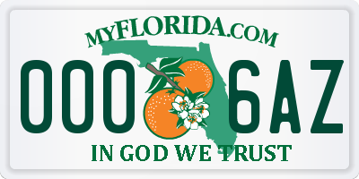 FL license plate 0006AZ