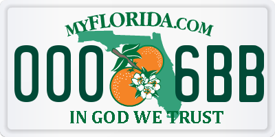 FL license plate 0006BB