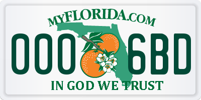 FL license plate 0006BD