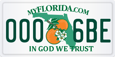 FL license plate 0006BE