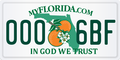 FL license plate 0006BF