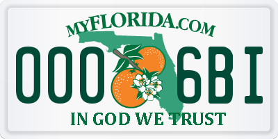 FL license plate 0006BI
