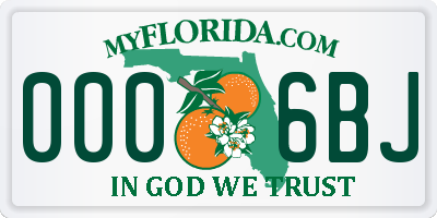 FL license plate 0006BJ