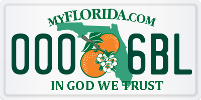 FL license plate 0006BL