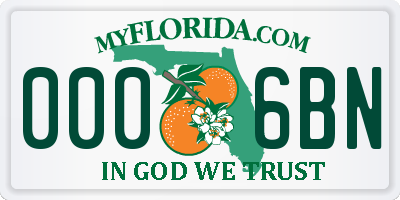 FL license plate 0006BN